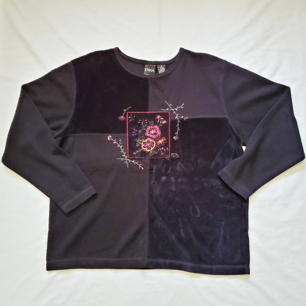 Embroidered patchwork top